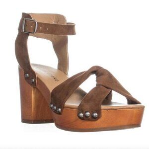 Womens Lucky Brand Whitneigh Knotted Front Block Heel Sandals, Cedar